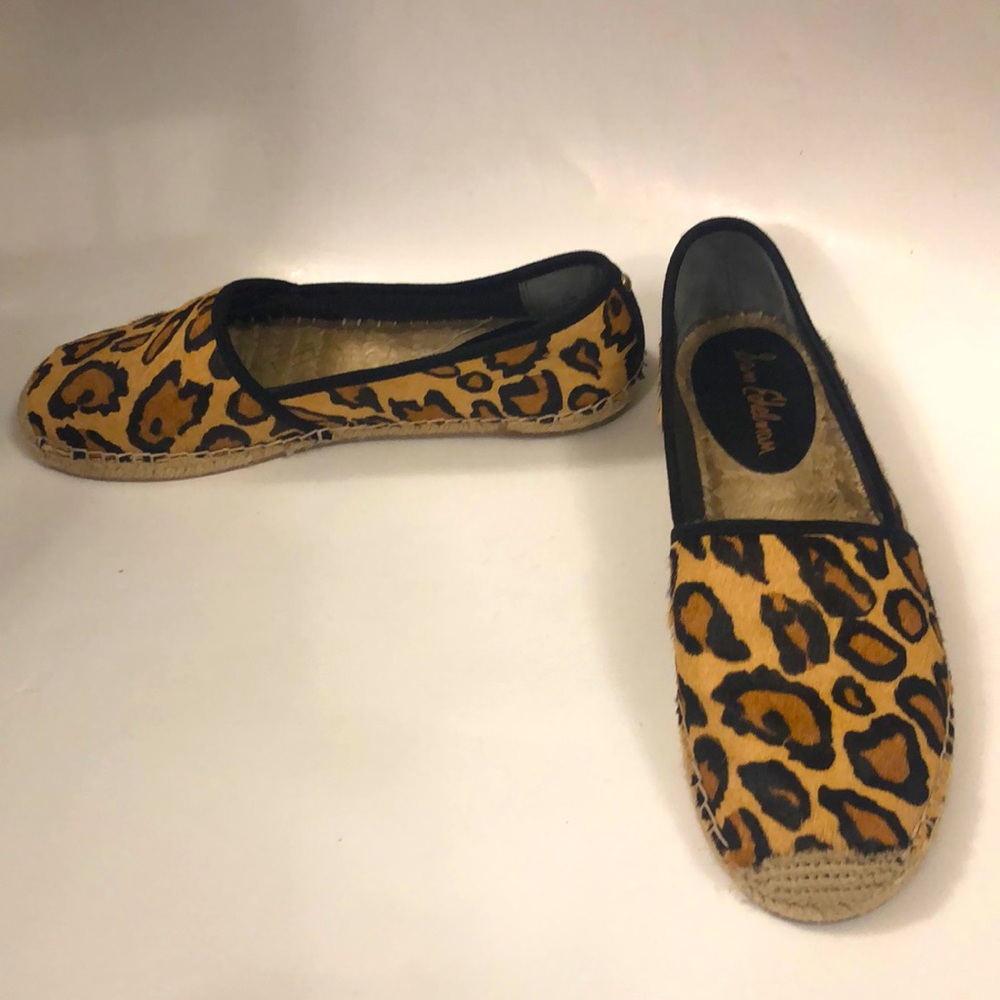 Sam Edelman 9.5M (41 EU) Flat Espadrille Black & Tan Leopard printed Calf hair